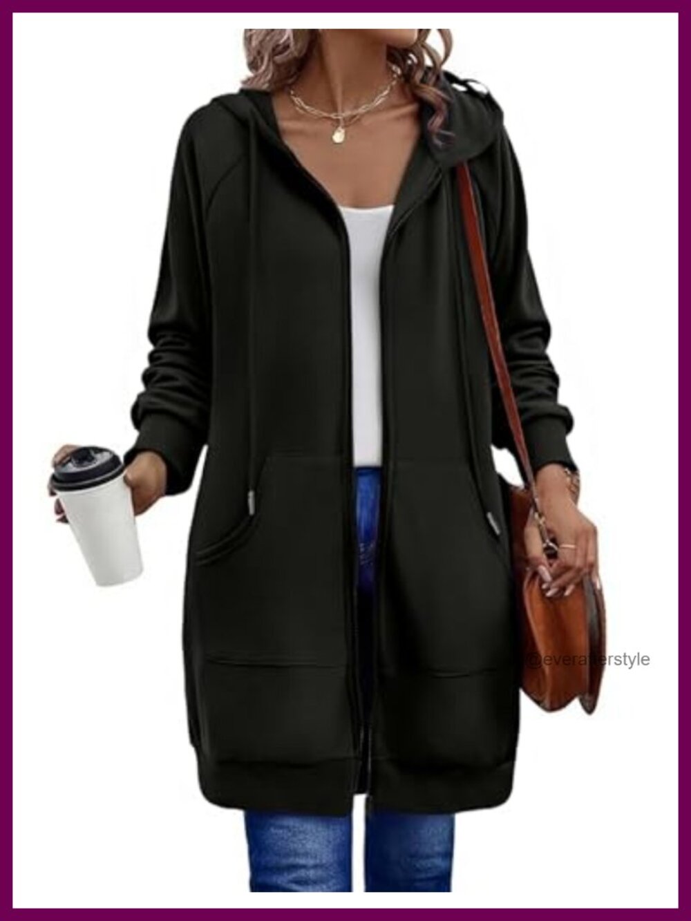Women's Oversized Zip Up Hoodie Long Tunic Sweatshirt Fleece Casual